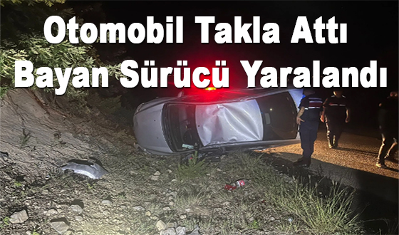 Otomobil Takla Attı Bayan Sürücü Yaralandı