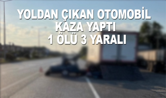 YOLDAN ÇIKAN OTOMOBİL KAZA YAPTI 1 ÖLÜ 3 YARALI