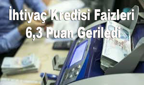 İhtiyaç Kredisi Faizleri 6,3 Puan Geriledi