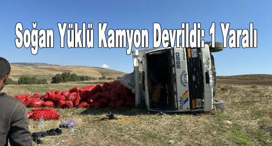 Soğan Yüklü Kamyon Devrildi: 1 Yaralı