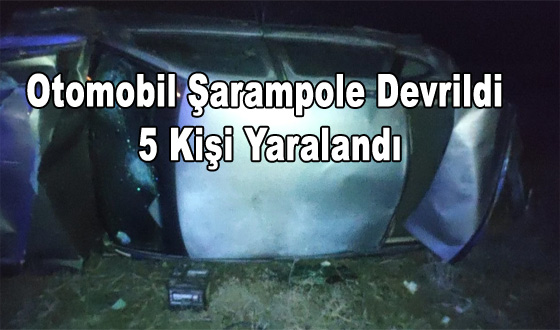 Otomobil Şarampole Devrildi 5 Kişi Yaralandı